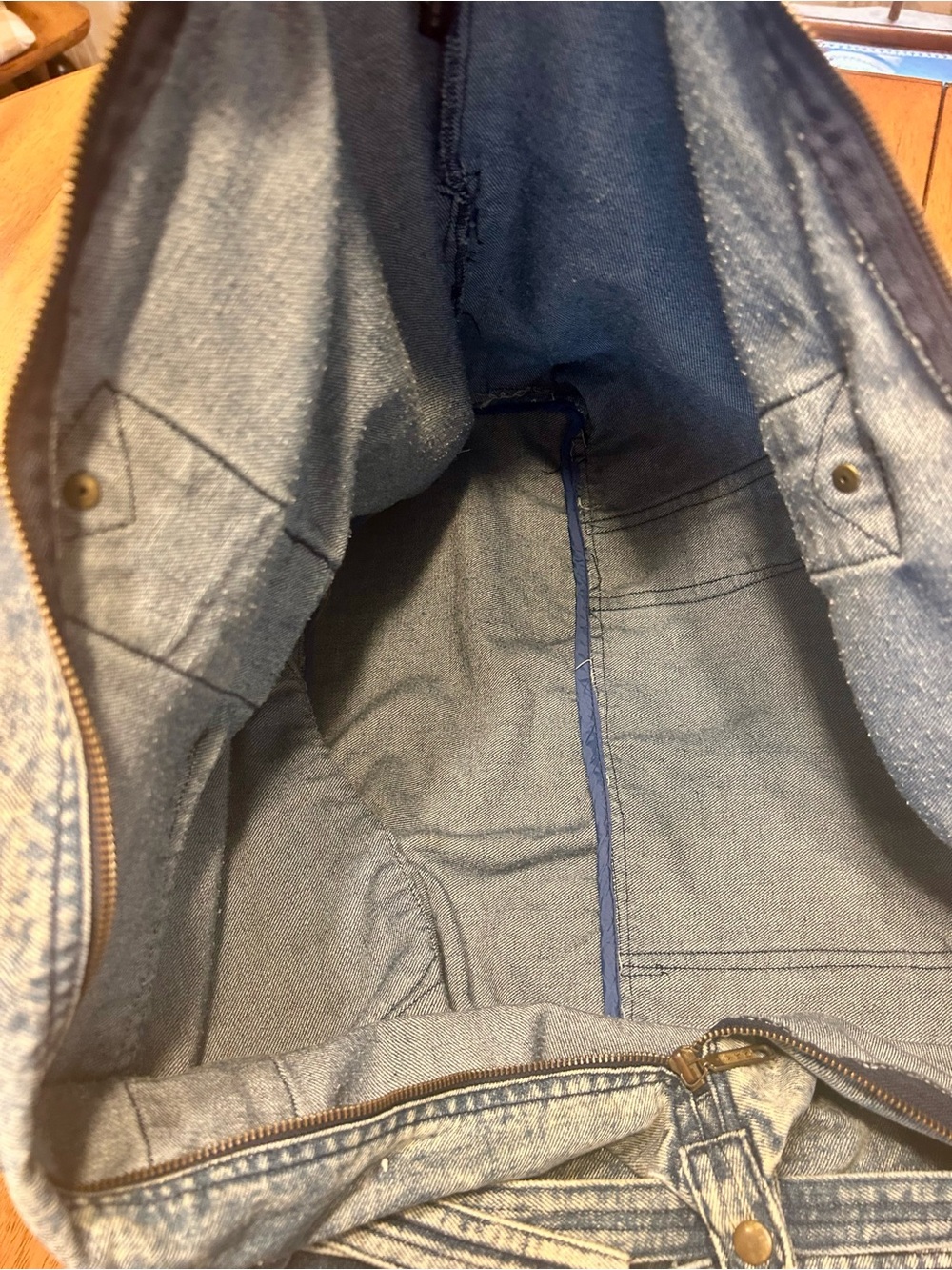 Vintage Acid Washed Blue Denim Tote Bag-Numerous Pockets/Zippers - Picture 5 of 8